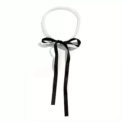 Black Thin Ribbon Bowknot Vintage Necklace