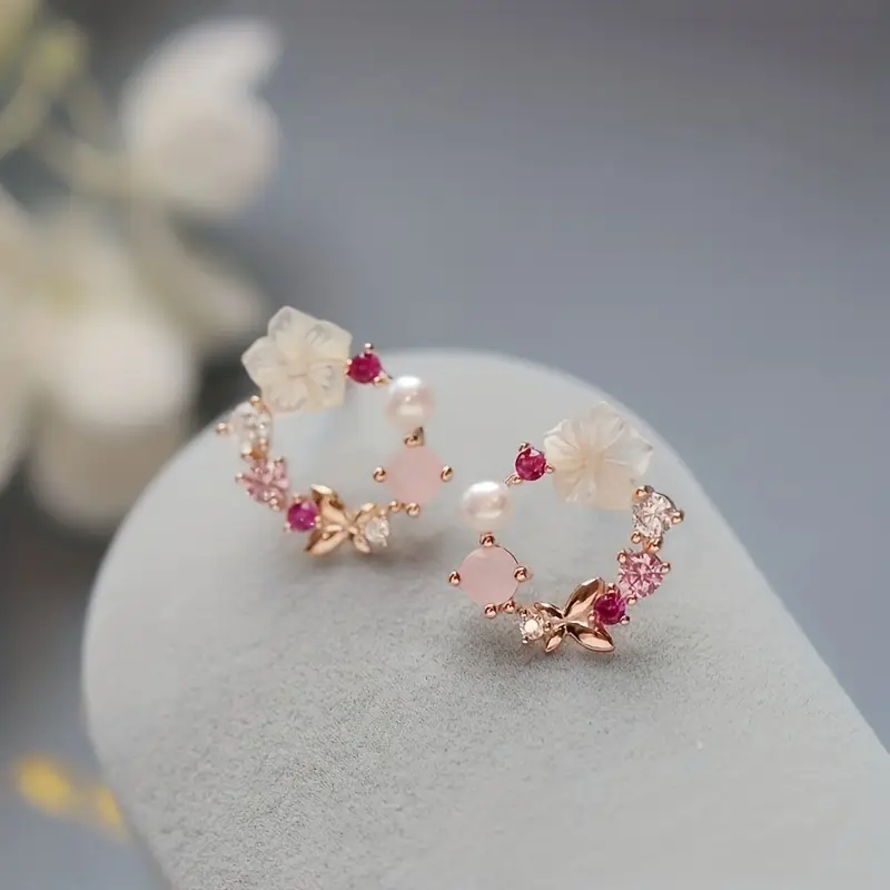 Flower Bouquet Elegant Copper Earrings
