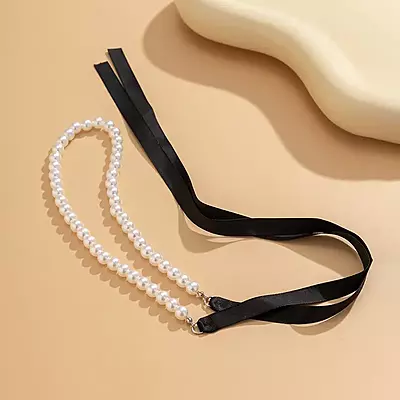 Black Thin Ribbon Bowknot Vintage Necklace