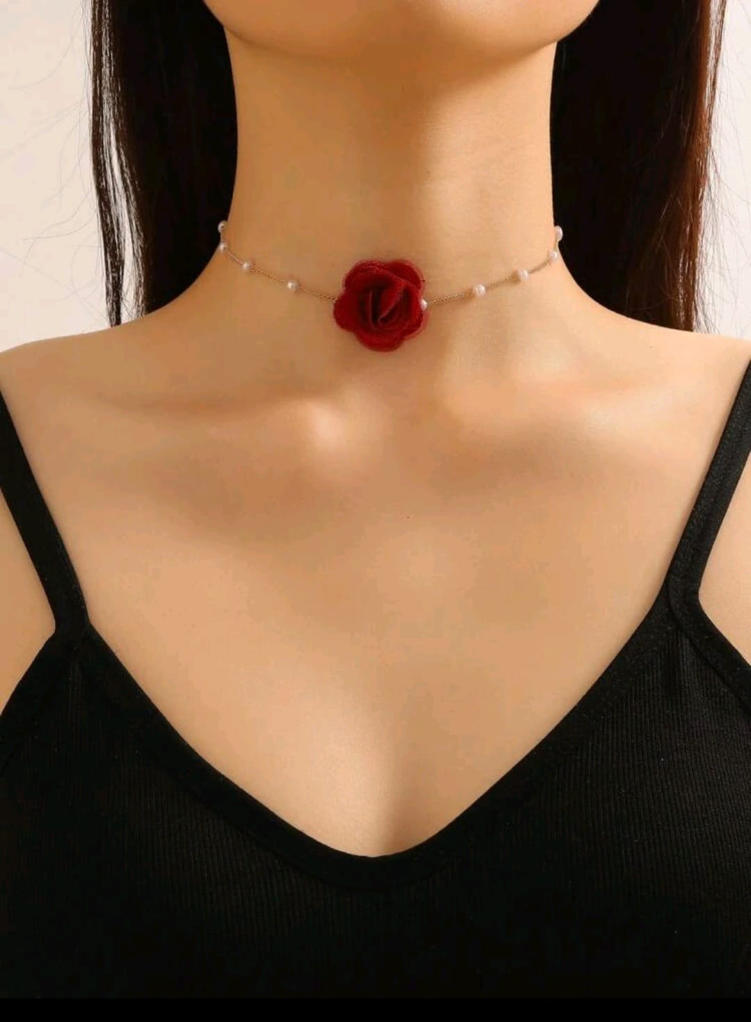 Flower & Faux Pearl Decor Choker