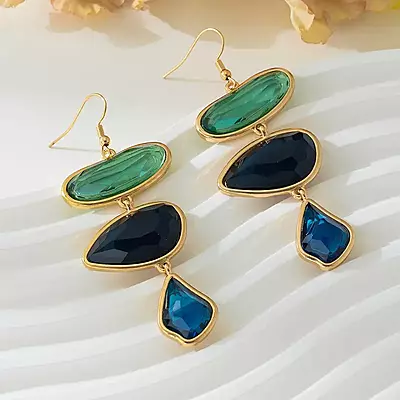 Vintage Boho Style Resin Teardrop Earrings